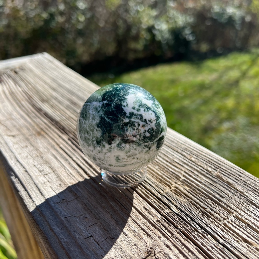 Moss agate sphere